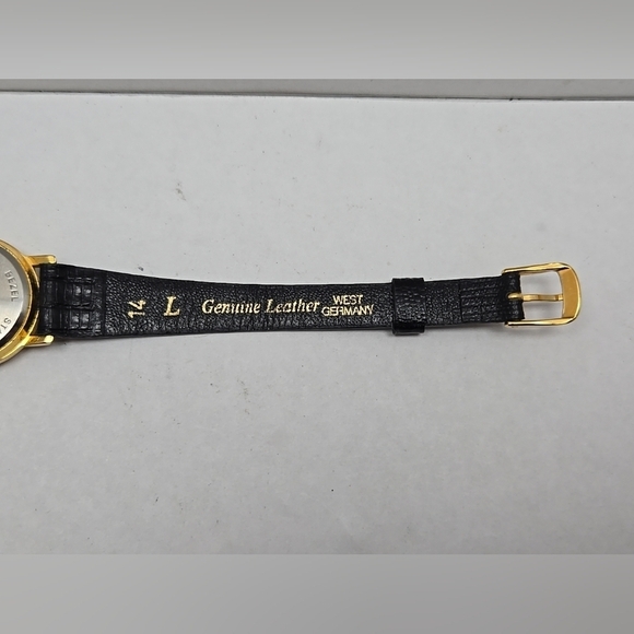 Womens Vintage Edison Moon Phase MOP 24mm Quartz Watch Gold Black New Battery main image 7